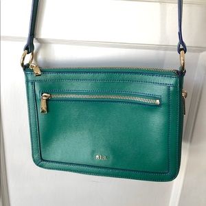 AUTHENTIC EMERALD GREEN RALPH LAUREN LEATHER CROSSBODY PURSE